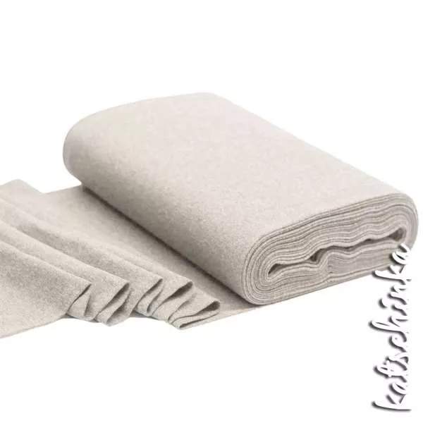 Elastischer Bündchenstoff hellbeige meliert mit glatter Struktur