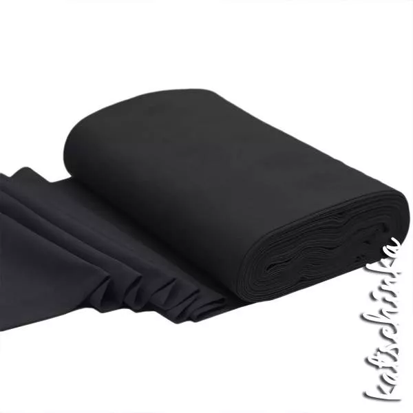 Elastischer Bündchenstoff schwarz mit glatter Struktur