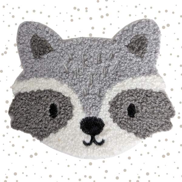 Größenvergleich Chenille Patch Wachbär ca. 13,5 × 10,5 cm