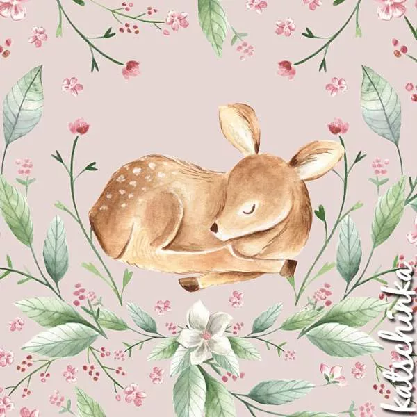 Bio Jersey Stoff Hidden Deer Panel – Kinderjersey Meterware
