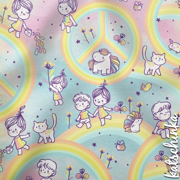 Kinder Jersey Stoff mit Herzchen – elastischer Baumwollstoff für Baby- und Kinderbekleidung