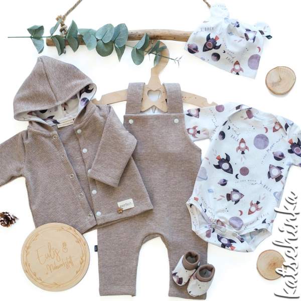 Bio Jersey Stoff To the Moon an Back - white – Weltraumstoff als Meterware