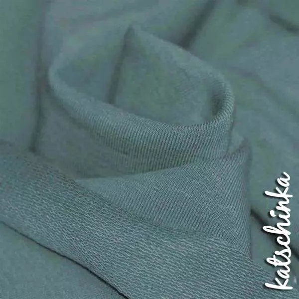 Sommersweat Stoff altgrün als Meterware – elastischer French Terry Sweatstoff