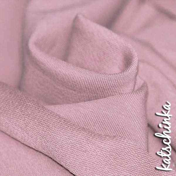 Sommersweat Stoff dunkelmauve nude als Meterware – elastischer French Terry Sweatstoff