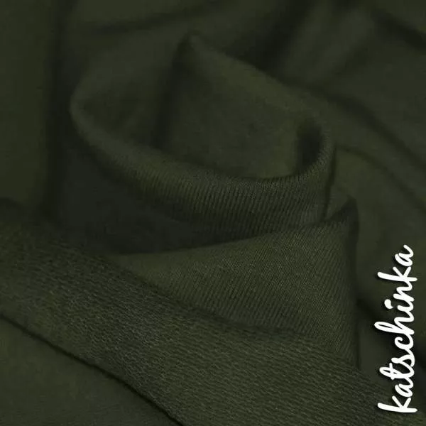 Sommersweat Stoff dunkelgrün als Meterware – elastischer French Terry Sweatstoff
