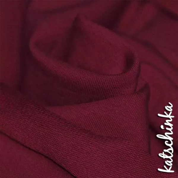 Sommersweat Stoff bordeaux als Meterware – elastischer French Terry Sweatstoff