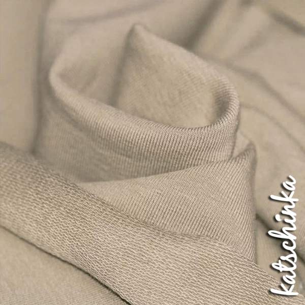 Sommersweat Stoff dunkel beigeals Meterware – elastischer French Terry Sweatstoff