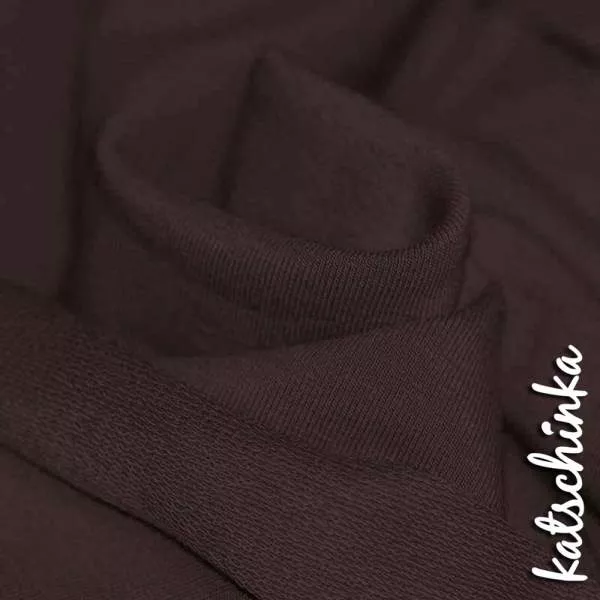 Sommersweat Stoff dunkelbraun als Meterware – elastischer French Terry Sweatstoff
