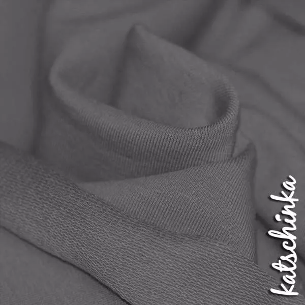 Sommersweat Stoff dunkelgrau als Meterware – elastischer French Terry Sweatstoff