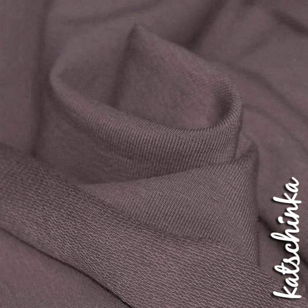 Sommersweat Stoff dunkelmauve nude als Meterware – elastischer French Terry Sweatstoff
