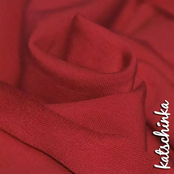 Sommersweat Stoff dunkelrot als Meterware – elastischer French Terry Sweatstoff