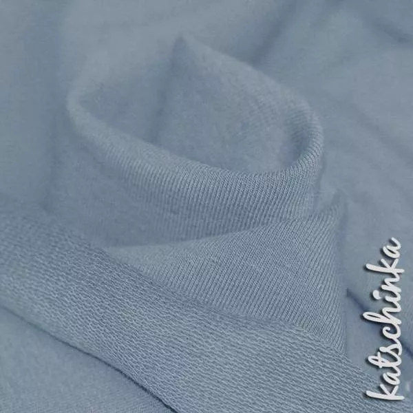 Sommersweat Stoff dusty blue als Meterware – elastischer French Terry Sweatstoff