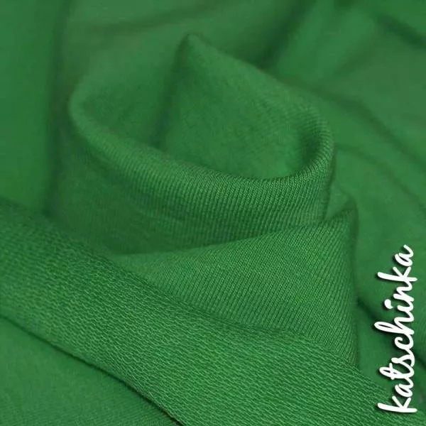Sommersweat Stoff dunkelgrün als Meterware – elastischer French Terry Sweatstoff