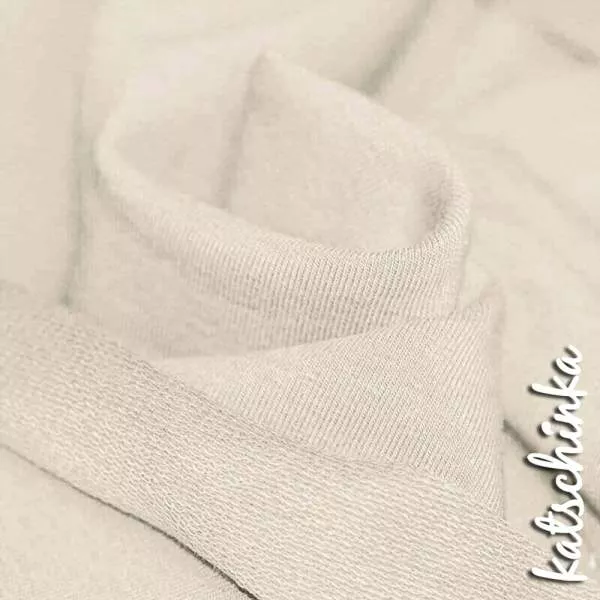 Sommersweat Stoff ecru als Meterware – elastischer French Terry Sweatstoff