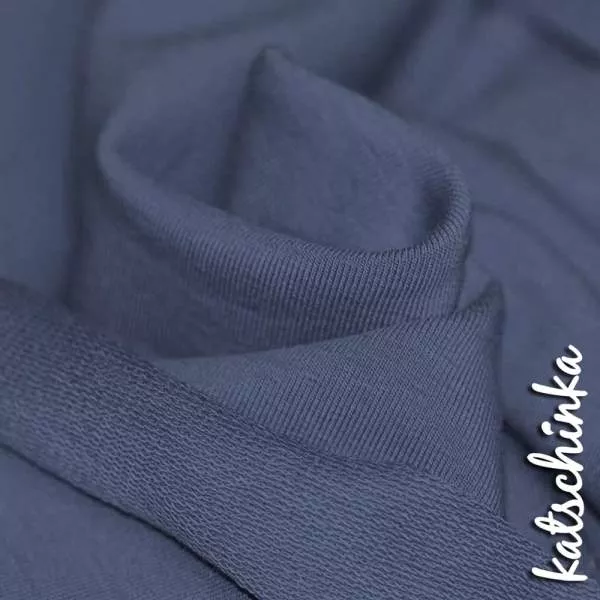 Sommersweat Stoff jeansblau als Meterware – elastischer French Terry Sweatstoff