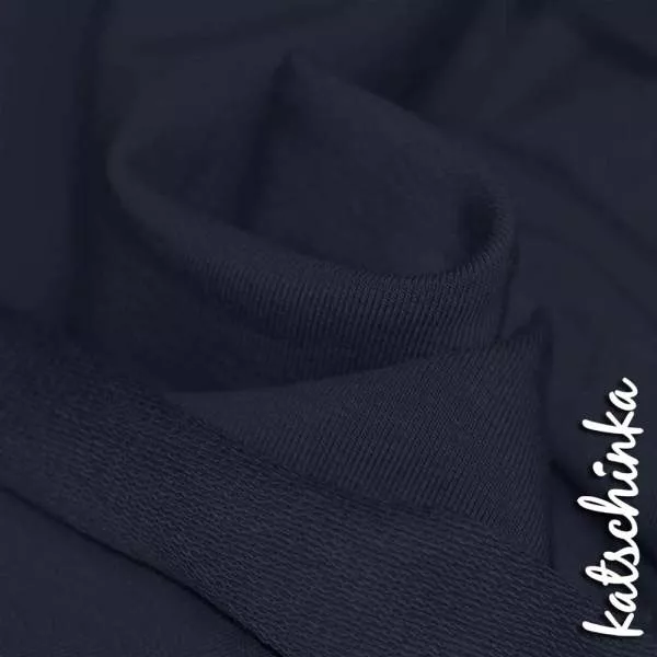 Sommersweat Stoff dunkelblau als Meterware – elastischer French Terry Sweatstoff