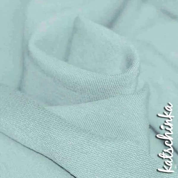 Sommersweat Stoff meergrün als Meterware – elastischer French Terry Sweatstoff