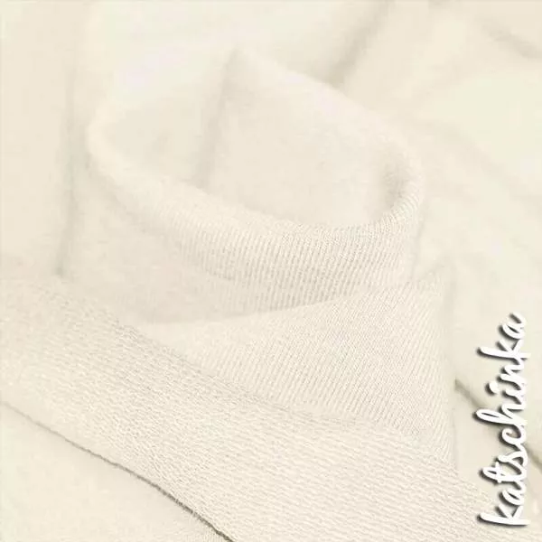 Sommersweat Stoff ecru als Meterware – elastischer French Terry Sweatstoff
