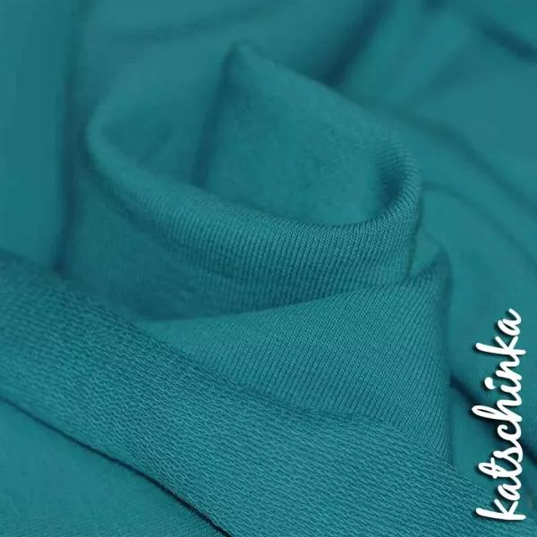 Sommersweat Stoff petrol als Meterware – elastischer French Terry Sweatstoff
