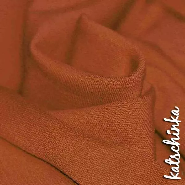 Sommersweat Stoff cognac als Meterware – elastischer French Terry Sweatstoff