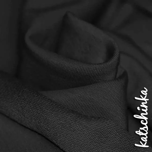 Sommersweat Stoff schwarz als Meterware – elastischer French Terry Sweatstoff