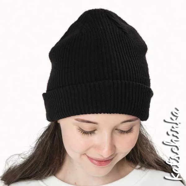Grobstrick Bündchen schwarz als Schlauchware, geripptes Hipster Bündchen für Pullover, Hosen und Mützen