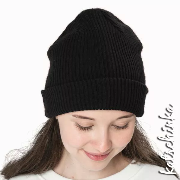 Grobstrick Bündchen schwarz als Schlauchware, geripptes Hipster Bündchen für Pullover, Hosen und Mützen