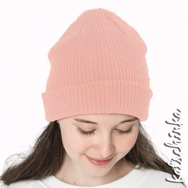 Grobstrick Bündchen hellrosa nude als Schlauchware, geripptes Hipster Bündchen für Pullover, Hosen und Mützen