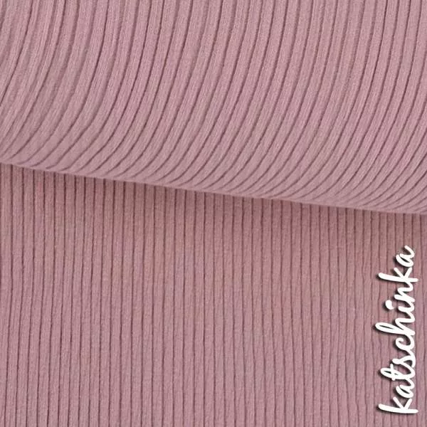 Detailaufnahme rose Grobstrick Bündchen mit elastischer, gerippter Struktur