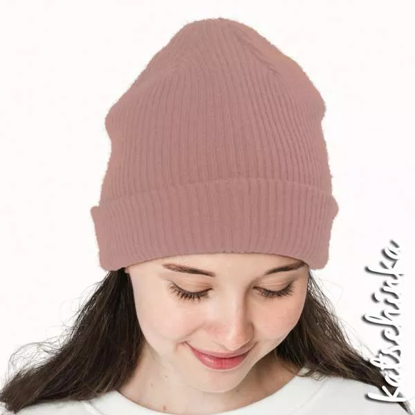 Grobstrick Bündchen rose als Schlauchware, geripptes Hipster Bündchen für Pullover, Hosen und Mützen