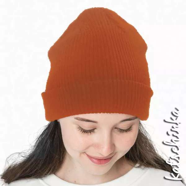 Grobstrick Bündchen terrakotta als Schlauchware, geripptes Hipster Bündchen für Pullover, Hosen und Mützen