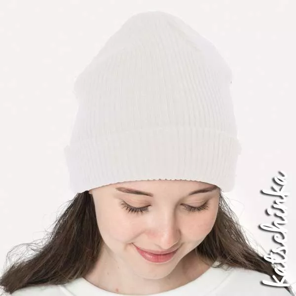 Grobstrick Bündchen weiss als Schlauchware, geripptes Hipster Bündchen für Pullover, Hosen und Mützen