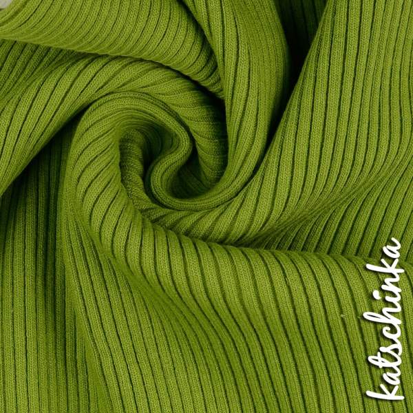 Grobstrick Bündchen apfelgrün als Schlauchware, geripptes Hipster Bündchen für Pullover, Hosen und Mützen
