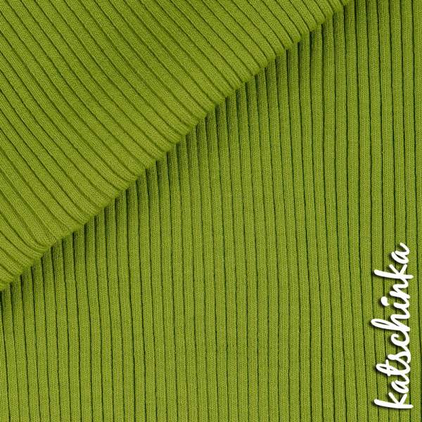 Detailaufnahme apfelgrün Grobstrick Bündchen mit elastischer, gerippter Struktur