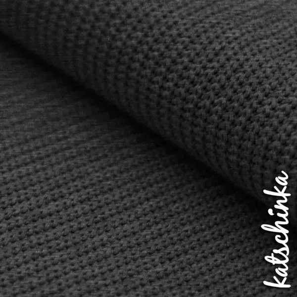 Big Knit Baumwolle Grobstrickstoff dunkelgrau meli. 505 Grobstrick Strickstoff Meterware