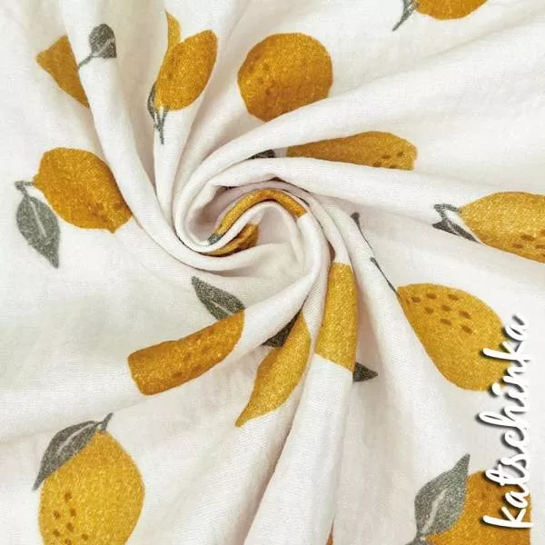 Musselin Große Zitronen 4665 | 100% Baumwolle | Musselinstoff | Double Gauze | Musselintuch