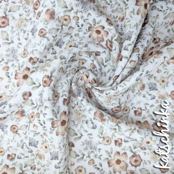 Musselin Weinlese Blumenmuster 4675 | 100% Baumwolle | Musselinstoff | Double Gauze | Musselintuch