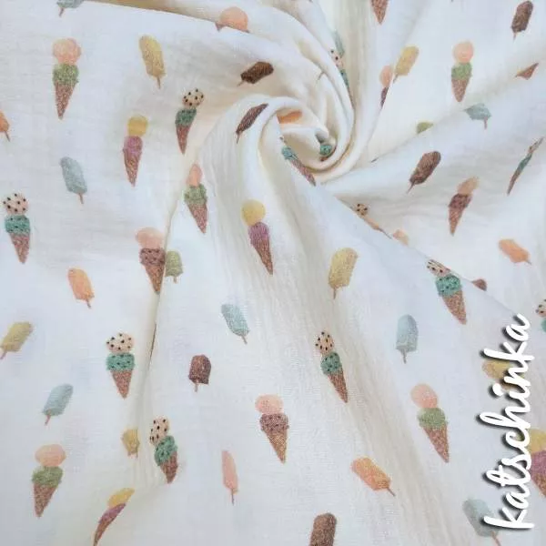 Musselin Sommer Eiscreme 4681 | 100% Baumwolle | Musselinstoff | Double Gauze | Musselintuch