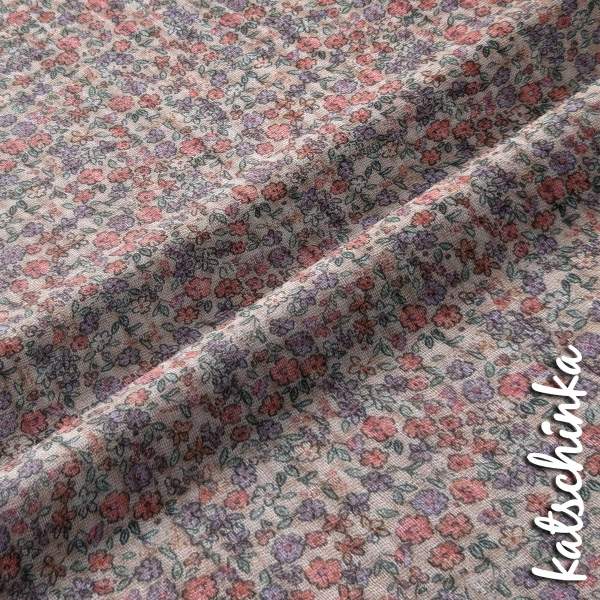 Musselin Hübsche Blume lehmrosa 4676 | 100% Baumwolle | Musselinstoff | Double Gauze | Musselintuch