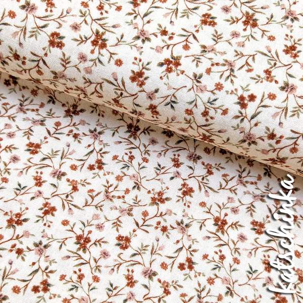 Musselin romantische Blumen beige 4660 | 100% Baumwolle | Musselinstoff | Double Gauze | Musselintuch - Kopie