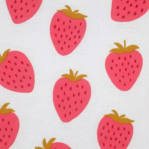 Musselin Stoff Erdbeeren Big 010 | 100% Baumwolle | Musselinstoff | Double Gauze | Musselintuch