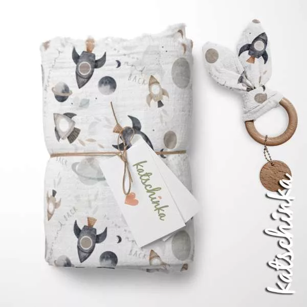 Musselin Raketenspass | 100% Baumwolle | Musselinstoff | Double Gauze | Musselintuch