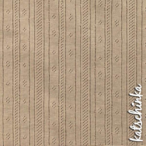 Pointelle Feinstrick Jersey dunkelbeige 1619 | Meterware zum nähen