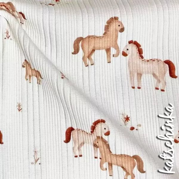Unregelmässiger Ribstrick Pferde 4802