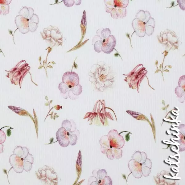 Ribjersey Wilde Gartenblumen 7107 schmale Rippen