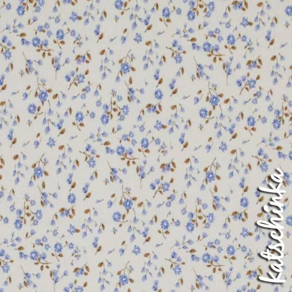 Ribjersey Miniblumen Blau Vergissmeinnicht 7106 schmale Rippen