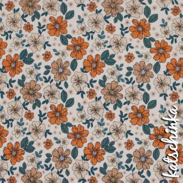 Ribjersey Retro Flower 0797 schmale Rippen