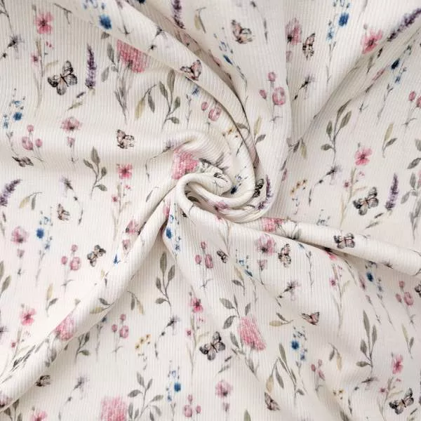 Ribjersey Blumen & Schmetterlinge 21746 schmale Rippen