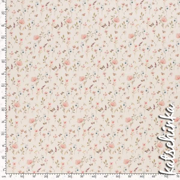 Ribjersey Blumen & Schmetterlinge 21746 schmale Rippen