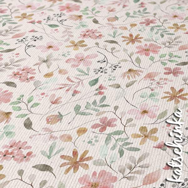 Ribjersey florale Wildrosen 23553 schmale Rippen
